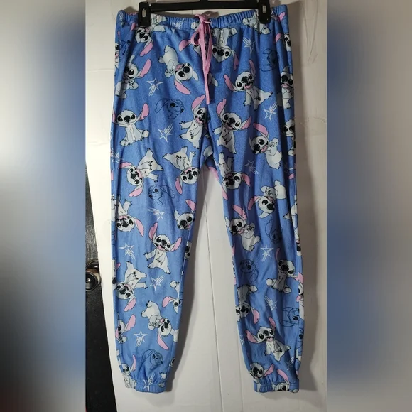 Disney Blue and Pink Stitch Pajama Bottoms - Picture 1 of 6